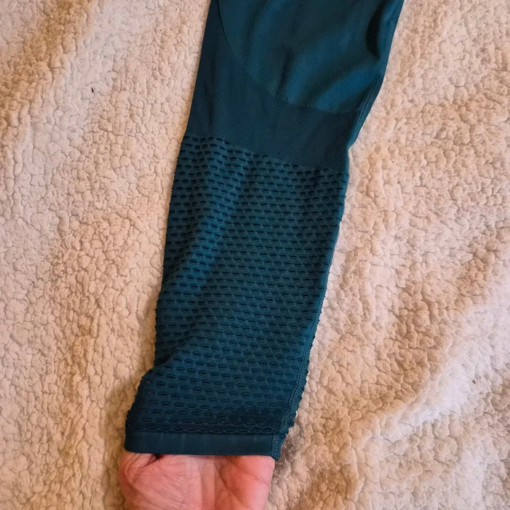 Seamless High Waisted Mesh Detail Athletic Leggings Teal Green Yoga Pant gymwear